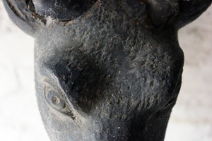 A Good Early Bavarian Carved & Painted Antler Mounted Stag Head Wall Trophy c.1800