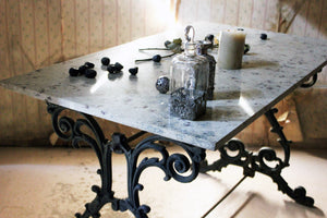 A Late Victorian Cast Iron & Marble Topped Table c.1900