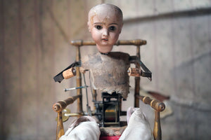 A French Bisque Musical Automaton by Roullet et Decamps; ‘Bebe Tricoteur’ c.1885-90