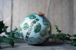A Rare Victorian Christmas Decalomania Glass Sphere c.1890