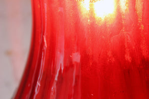 A Pretty Naturalistic Late Victorian Brass & Cranberry Glass Hall Lantern c.1890