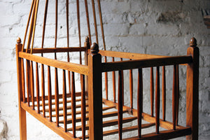 A Pretty Mid 19thC Canopied Ash Crib