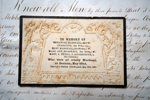 A Very Scarce Memorial Card by J.T Wood for the Victims of the Denham Massacre 1870