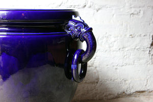A Fabulous Large Minton Ultramarine Blue Ground Pottery Jardiniere Designed by Dr Christopher Dresser c.1880