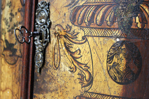 A Decorative Dutch Bow-Fronted Painted Corner Cupboard c.1770