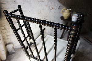 A Sublime William IV Period Ebonised & Bobbin Turned Library Wing Armchair c.1830-40