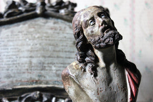 An 18thC Italian Polychromed Earthenware Bust of Christ c.1750