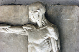 A Good Early 20thC Plaster Écorché Anatomical Figural Plaque of a Male