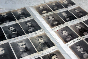 A Very Rare Mid-19thC Ledger Page of Convict Mugshot Photographs from Exeter Gaol c.1855-65