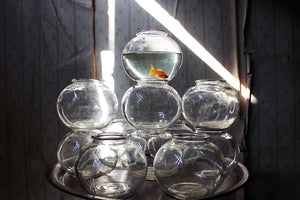 A Group of Seventeen Original 1960’s Fairground Glass Goldfish Bowls