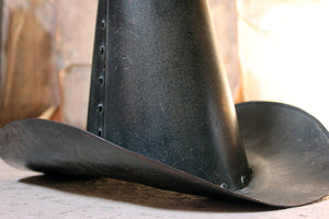 A Late-19thC Folk Art Painted Metal Milliners Trade Sign formed as a Top Hat; Annie Gold; French Milliner; Spitalfields, London