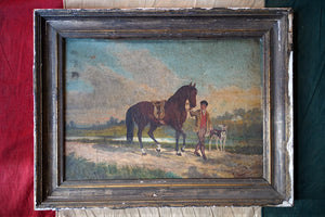 A Late 19thC French Provincial Naïve School Oil on Canvas of a Rural Scene; 1880; M. Gilbert