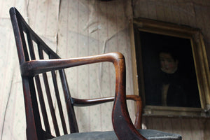 A George III Oak Open Elbow Chair c.1800