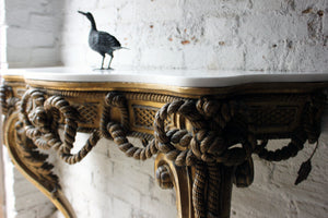 A Beautiful French Giltwood Gesso & Marble Topped Rope-Twist Console Table c.1865