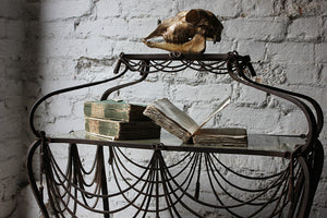 An Unusual Continental Wrought Iron and Mirrored Glass Two-Tiered Occasional Table c.1880