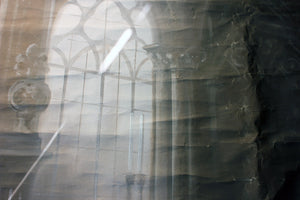 An Early 20thC French Trompe L'oeil Painted Canvas Cathedral Interior Theatre Backdrop