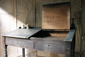 An Interesting 19thC Painted Pine & Graffitied Clerk’s Desk c.1870