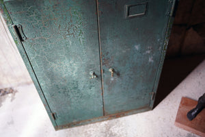 A Green Painted Industrial Steel Factory Cabinet c.1935-50