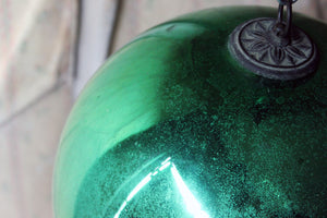 A Good Large Green Mercury Glass Witches Ball c.1900