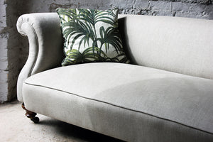 A Very Good Quality Late Victorian Linen Upholstered Walnut Chesterfield Sofa Attributed to Holland & Sons c.1890