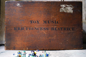 An Important Early Victorian Stained Pine Chest; ‘Toy Music H.R.H Princess Beatrice’ c.1860