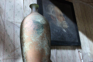 A Vintage Iridescent Green Glass Vase c.1960