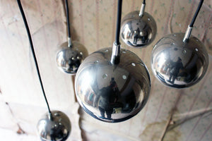 An Italian Five-Tier Cascade Steel Globe Hanging Lamp c.1980