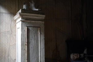 A Large 19thC Italian Faux Marble Painted Pine Pedestal Cupboard