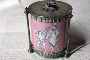 A Silver Plate & Pottery Classical Revival Preserve Pot by James Dixon & Sons c.1860-70
