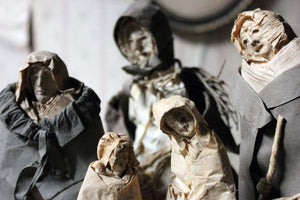 Julia Norris; A Rare Collection of Five 19thC Folk Art Sculpted Paper Ladies