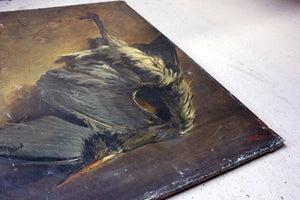 A Large Late 19thC Dutch School Oil on Canvas Study of a Heron as Hanging Game; Jos Paÿ 1889