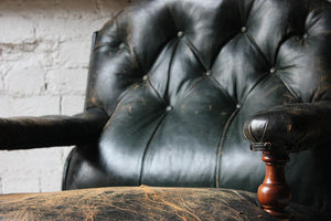 A Sumptuous Victorian Country House Mahogany & Leather Library Armchair c.1880