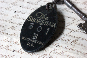 The Lost Key; A c.1930s Hotel Key for Room 301B; The Shoreham, Washington USA