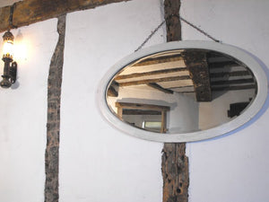 A Large 1920's Painted Mahogany Oval Wall Mirror