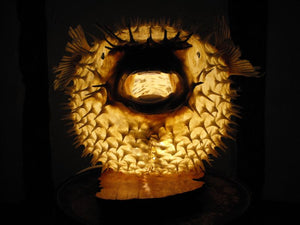 An Unusual Mid-20thC Taxidermy Puffer Blow/Porcupine Fish Mounted as a Table Lamp