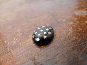 An Attractive Vintage Black Cabochon Button with Inlaid Star Detail