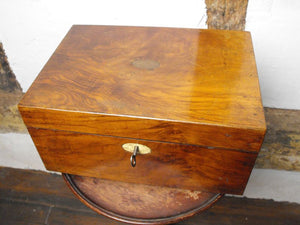 A Victorian Figured Walnut Writing Slope Box with Brass Inlay