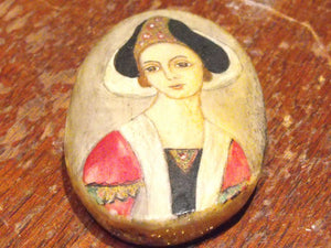 A Charming Mid 18th Century Oval Bone Pendant Portrait Miniature of a Lady