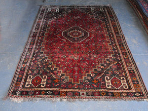 A Wonderfully Busy Semi Old Persian Shiraz Rug 245cm x 170cm