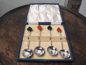 A Very Unusual Boxed Set Of Art Deco Silver Coffee Knop Spoons Hallmarked for Marson & Jones, Birmingham 1930