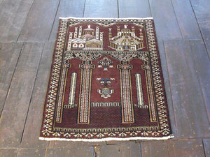 A Highly Unique Torkaman Rug: 111cm x 81cm