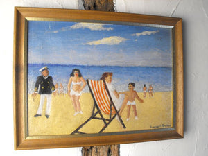 A Charismatic Original Oil on Canvas: Beach Scene by Ernest Forbes (1877-1962), RBA.