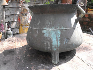 An Evocative 17th Century Bronze Patinated Cauldron