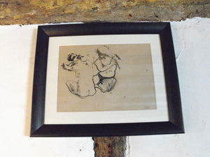 Rowley Gallery: An Early 20thC Pen & Ink Sketch of Two Seated Girls