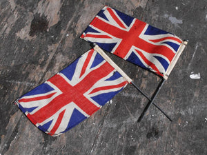 A Pair of Vintage Car or Hand-Held Union Jack Flags
