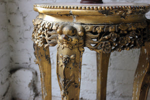 A c.1890 Chinese Marble Topped & Gilded Hardwood Occasional Table