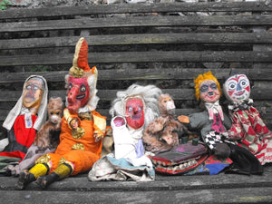 A Marvellous Group of Early 20thC English Folk Art Punch & Judy Puppets