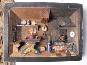 An Enthralling Provincial Antique Diorama of a Dutch Interior Scene