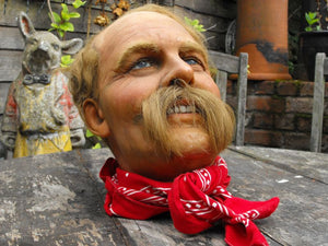 A Peculiar Vintage Madame Tussauds Waxwork Head of Jimmy Edwards