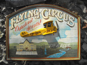 A Wonderful Three Dimensional Hand Painted 'Flying Circus' Fairground Sign